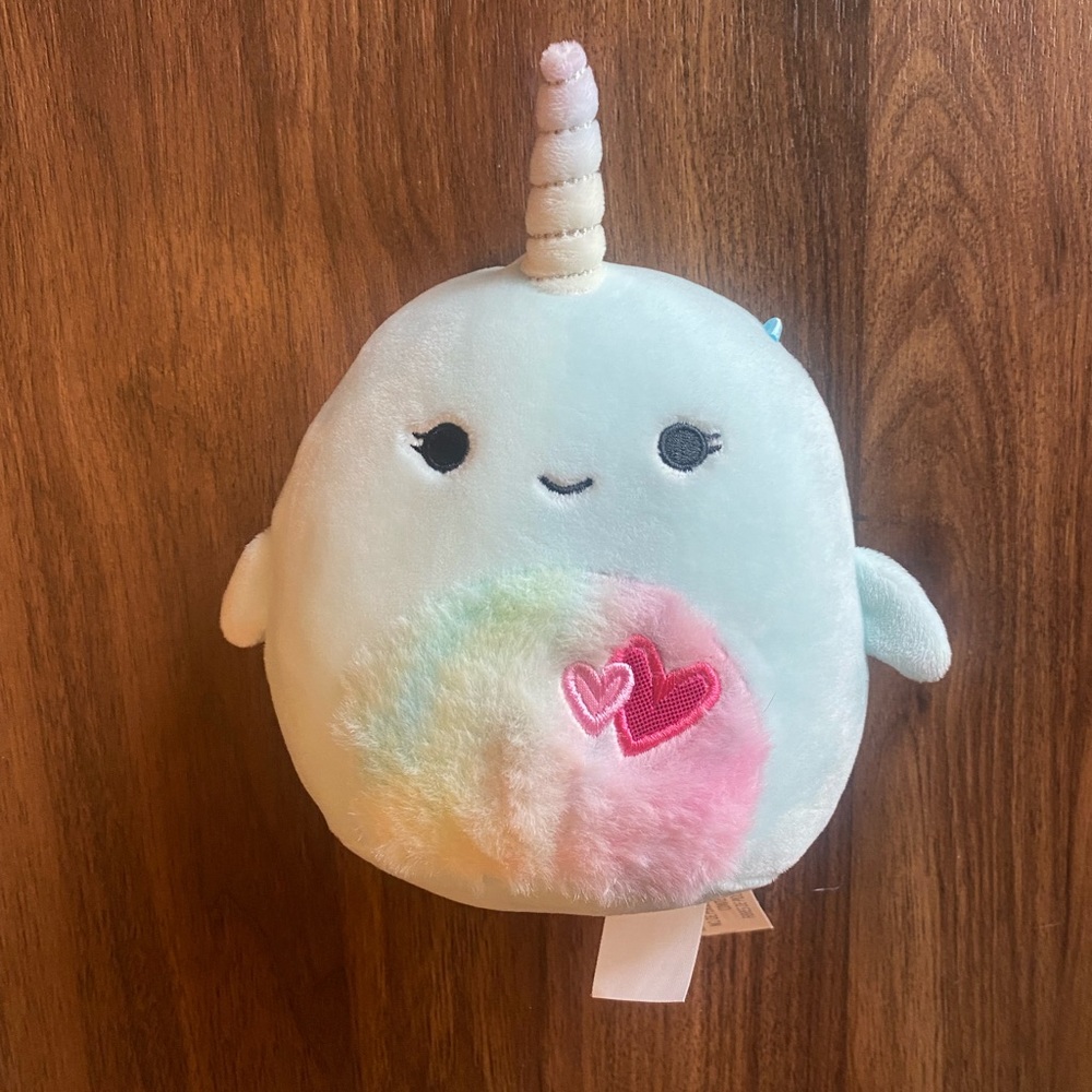 Squishmallow 5” Niema the Narwhal Valentine’s Day plush